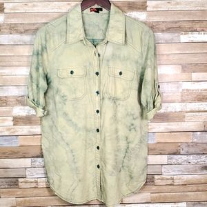 Forever 21 Green Tie Dye Button Down Shirt